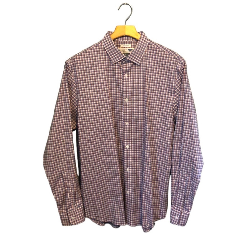 Old Navy The Signature Button Down Long Sleeve Collared Men’s Slim Shirt Large